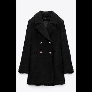 Zara gold button textured coat